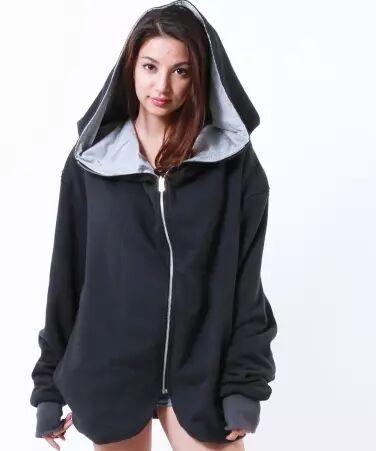 Veste longue oversized � capuche Lanza noire veste lanza noire oversized capuche