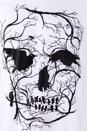 Tee-shirt vegetal skull blanc tee-shirt blanc cr�ne v�g�tal