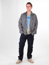 Chemise Vintage manches longues gris accessoire mode au style contemporain