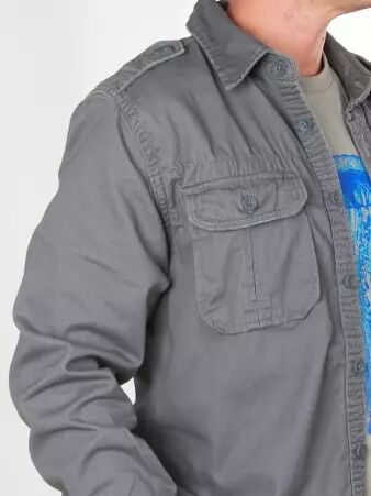Chemise Vintage manches longues gris accessoire mode au style contemporain