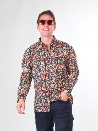 Chemise Blue block �l�ment mode � l'esth�tique actuelle