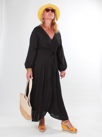 Robe kimono Yakuta Noir robe fluide noire