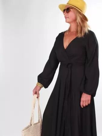 Robe kimono Yakuta Noir robe fluide noire
