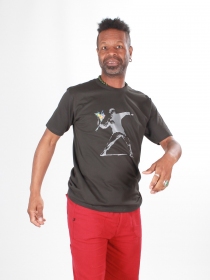 T-shirt banksy hooligan gris fonce t-shirt graphique inspiration banksy