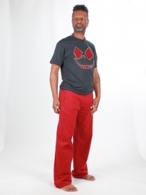 Tee shirt M.Jack Face Gris et rouge t-shirt portrait graphique contraste rouge