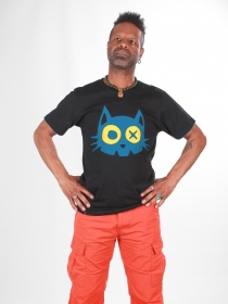 Tee shirt Katze noir t-shirt noir motif chat style urbain