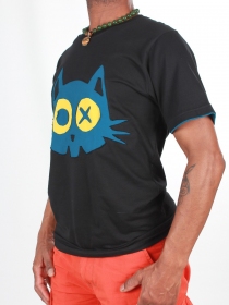 Tee shirt Katze noir t-shirt noir motif chat style urbain