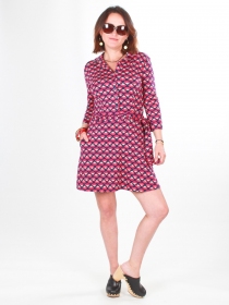 Robe Anna courte Albisia robe courte &agrave; imprim&eacute; v&eacute;g&eacute;tal