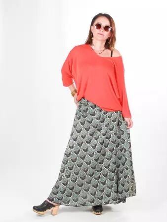 Jupe longue Esm� Art-deco v�tement polyvalent � la ligne �l�gante et � la coupe agr�able pour la mi-saison