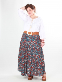 Jupe longue Esm&eacute; Majorque bleu v&ecirc;tement f&eacute;minin au tomb&eacute; fluide, pens&eacute; pour le quotidien au toucher doux