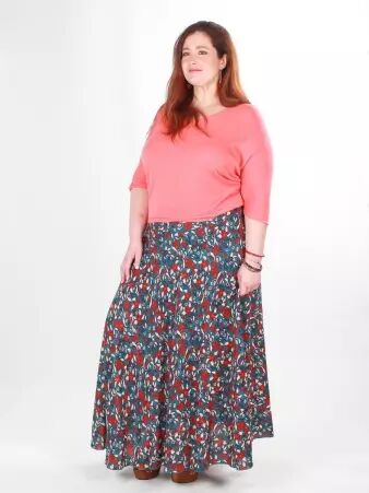 Jupe longue Esm� Majorque bleu cr�ation textile aux finitions nettes et au style actuel � l'allure �l�gante