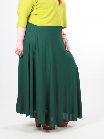 Jupe longue Esm� Vert Bouteille cr�ation en maille/textile � l'identit� marqu�e et au rendu soign� au toucher doux