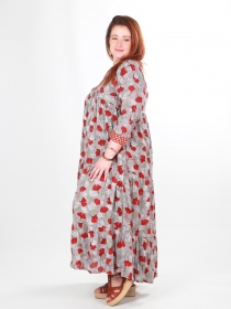 Robe Maxi Ginkgo rouge robe boh&egrave;me vibrante