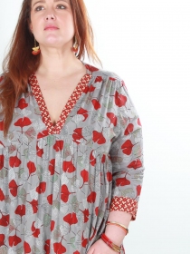 Robe Maxi Ginkgo rouge robe f&eacute;minine expressive