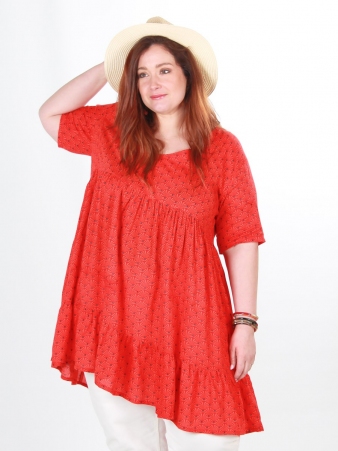 Robe manaelle Seigaiha rouge robe fluide seigaiha