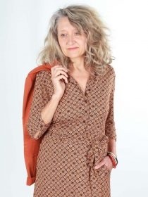 Robe Anna Barnie brown robe marron au style r&eacute;tro