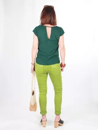 Pantalon Melly vert pomme v�tement f�minin lumineux et expressif
