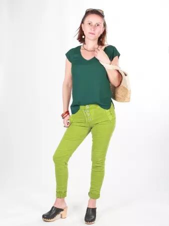 Pantalon Melly vert pomme v�tement f�minin lumineux et expressif