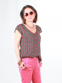 Top Ava Black fish top imprim&eacute; poisson noir stylis&eacute;