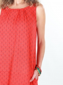 Robe Mayane Seigaiha rouge robe boh&egrave;me japonaise