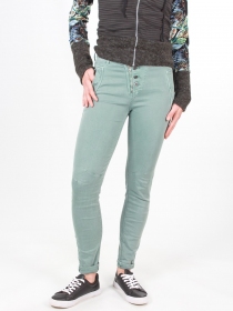 Pantalon Melly vert d'eau v&ecirc;tement f&eacute;minin doux &agrave; l'esth&eacute;tique naturelle