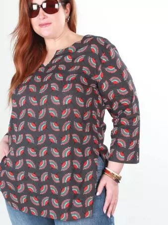 Top Sakura Fleur de mariage gris top floral gris raffin�