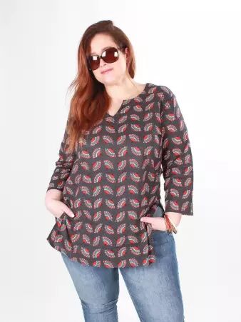 Top Sakura Fleur de mariage gris top floral gris raffin�
