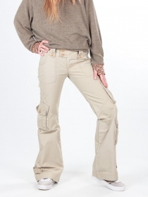 Pantalon Femme Mol&eacute;cule 45062 Beige pantalon femme Molecule beige coupe utilitaire