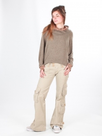 Pantalon Femme Mol&eacute;cule 45062 Beige v&ecirc;tement f&eacute;minin technique au style urbain