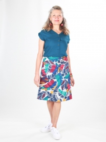 Jupe r&eacute;versible mi-longue Cameleon Feuilles grafik vert v&ecirc;tement polyvalent &agrave; la ligne &eacute;l&eacute;gante et &agrave; la coupe agr&eacute;able pour la mi-saison