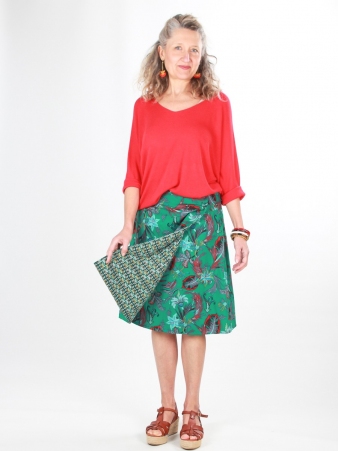 Jupe r�versible Cameleon mi-longue Gordon canop� vert article mode au design �pur�, facile � associer pour la mi-saison