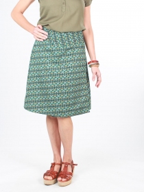Jupe r&eacute;versible Cameleon mi-longue Gordon canop&eacute; vert v&ecirc;tement f&eacute;minin au tomb&eacute; fluide, pens&eacute; pour le quotidien au toucher doux