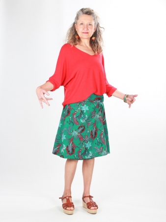 Jupe r�versible Cameleon mi-longue Gordon canop� vert article mode au design �pur�, facile � associer pour la mi-saison