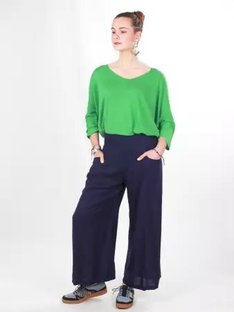 Pantalon Eva Navy v�tement f�minin chic et polyvalent