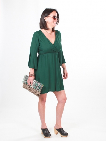 Robe clochette Vert Bouteille robe clochette vert profond