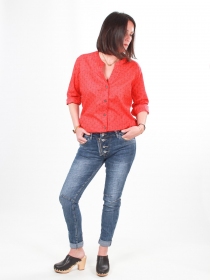 Chemisier Milka Seigaiha rouge accessoire textile au look moderne