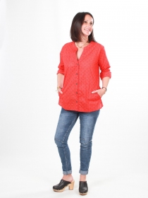 Chemisier Milka Seigaiha rouge &eacute;l&eacute;ment mode &agrave; l'esth&eacute;tique actuelle