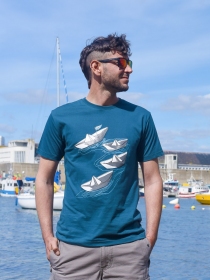 T-shirt Paper boat bleu t-shirt graphique bateau papier esprit marin