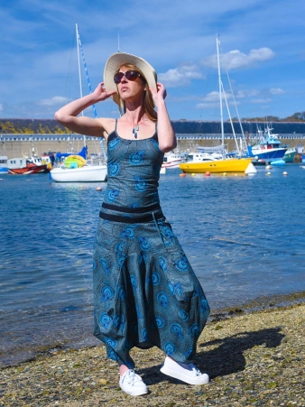 Robe Cara�be Algues orient robe fluide � imprim� marin
