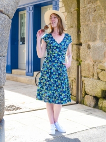 Robe Retro Phoenix Bleu robe boh&egrave;me au motif mythique