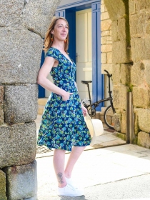 Robe Retro Phoenix Bleu robe f&eacute;minine &agrave; l'esth&eacute;tique r&eacute;tro