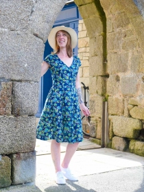 Robe Retro Phoenix Bleu robe graphique inspir&eacute;e du vintage