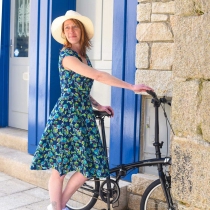 Robe Retro Phoenix Bleu robe fluide &agrave; motif symbolique