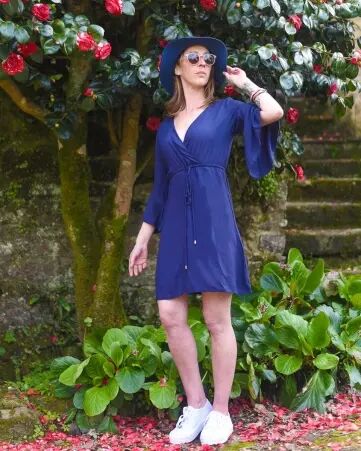 Robe clochette Bleu de chine robe clochette fluide bleu profond