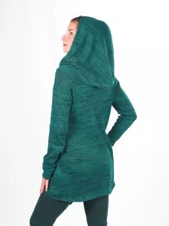 Gilet long � capuche Pixie �meraude gilet long � la couleur profonde et raffin�e