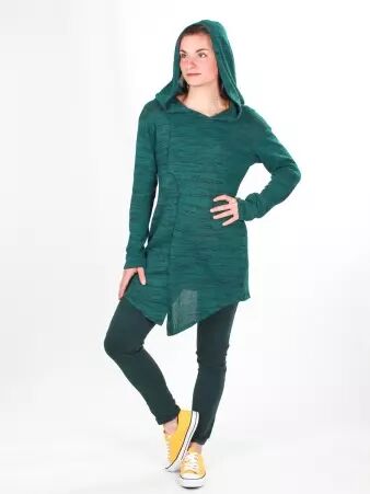 Gilet long � capuche Pixie �meraude gilet long � la couleur profonde et raffin�e