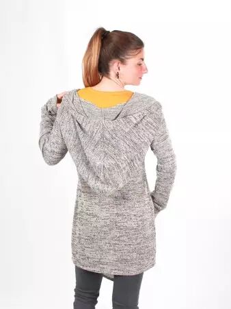 Gilet long � capuche Pixie Beige gilet long confortable � capuche enveloppante