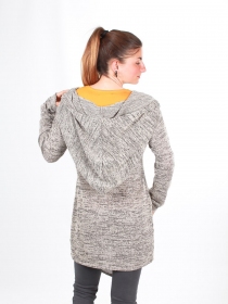 Gilet long &agrave; capuche Pixie Beige v&ecirc;tement d'ext&eacute;rieur l&eacute;ger et &eacute;l&eacute;gant