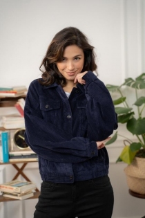 Veste velours bleu marine