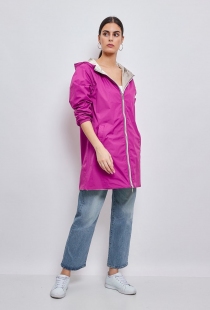Parka longue r&eacute;versible avec capuche violet or manteau chaud au style original